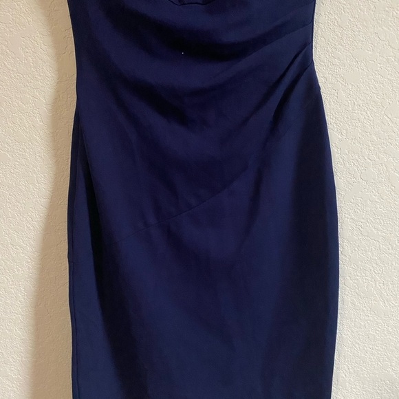 Diane von Furstenberg Jori Ruched Sheath Navy Blue Office Siren Feminine Dress 4 - Picture 8 of 14